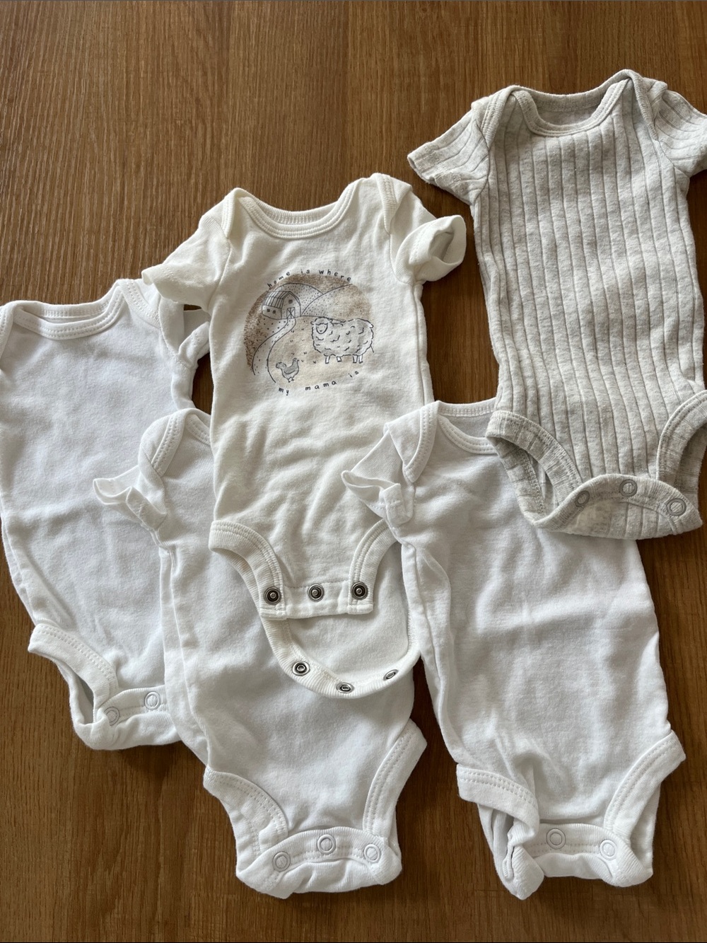 NWOT Preemie Carter's White & Light Gray Baby One-Piece Bodysuits